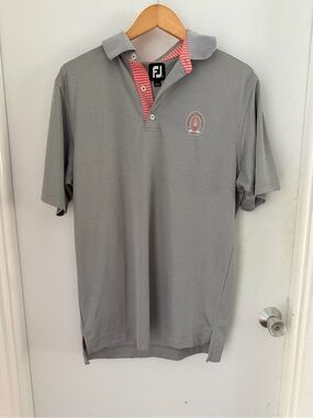 FootJoy Mens Gray Short Sleeve Dri Fit Polo Shirt FJ Medium Logo LC